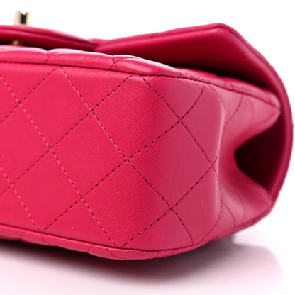 Chanel Lambskin Quilted Mini Top Handle Rectangular Flap Dark Pink 9 of 9