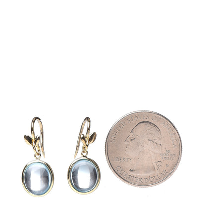 Tiffany 18K Yellow Gold Blue Topaz Paloma Picasso Olive Leaf Drop Earrings 2 of 3