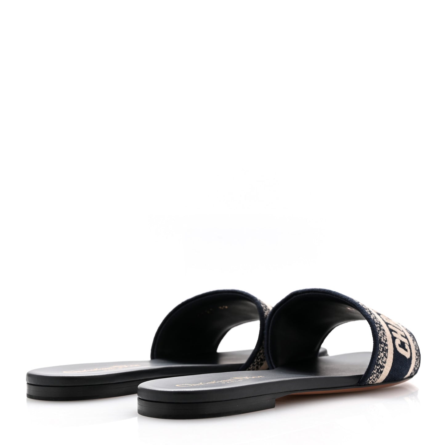 Canvas Embroidered Dway Mules Slide Sandals 38.5 Deep Blue 39 Deep Blue