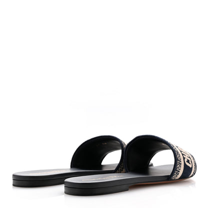 Christian Dior Canvas Embroidered Dway Mules Slide Sandals 38.5 Deep Blue 39 Deep Blue 5 of 10