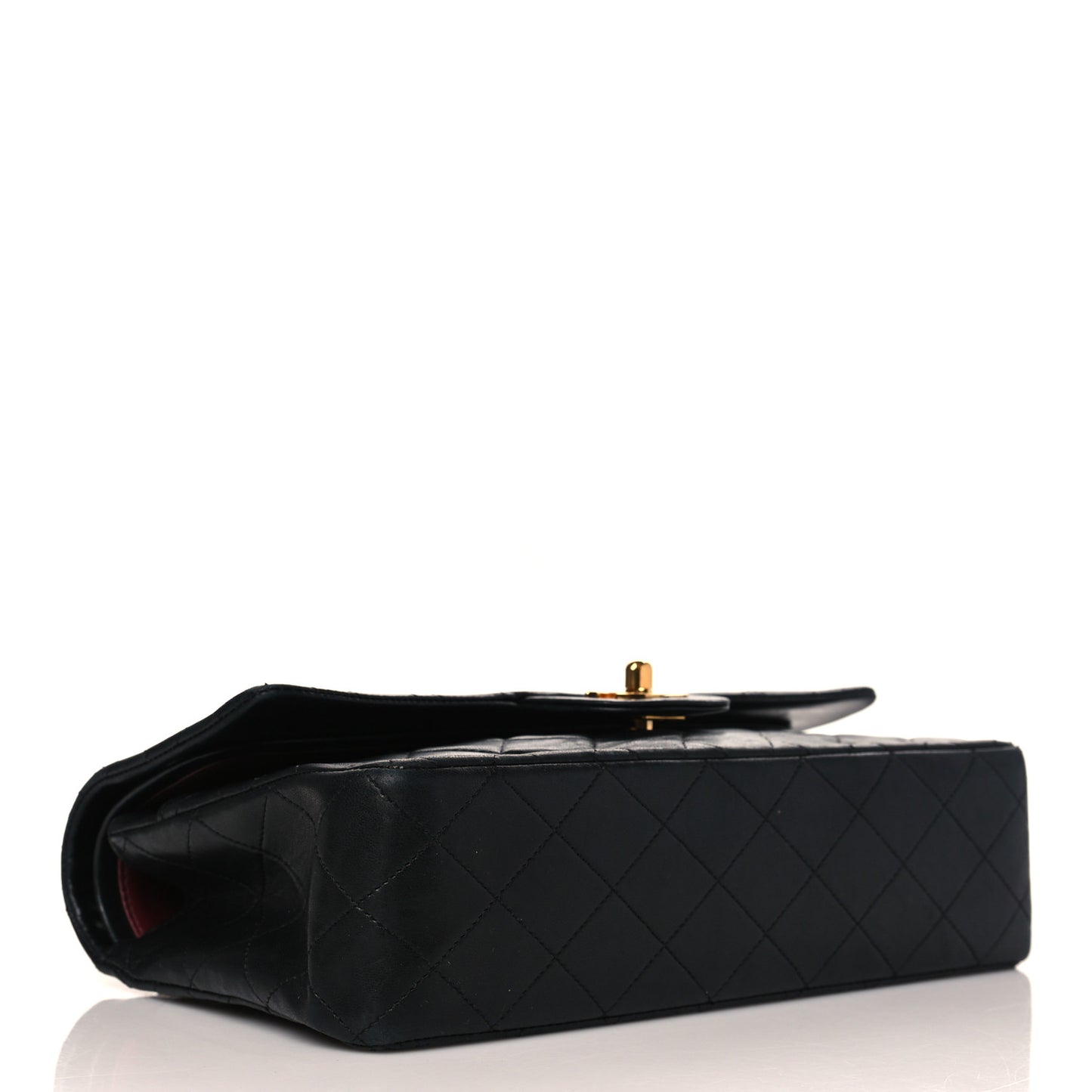 Lambskin Quilted Medium Double Flap Black