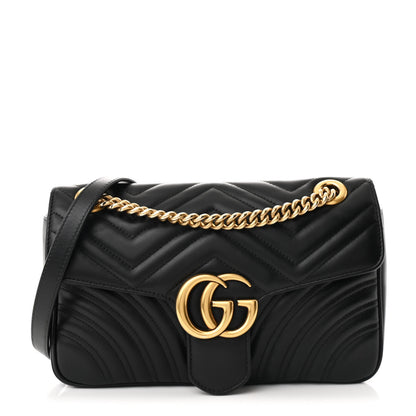 Gucci Calfskin Matelasse Small GG Marmont Shoulder Bag Black 1 of 10