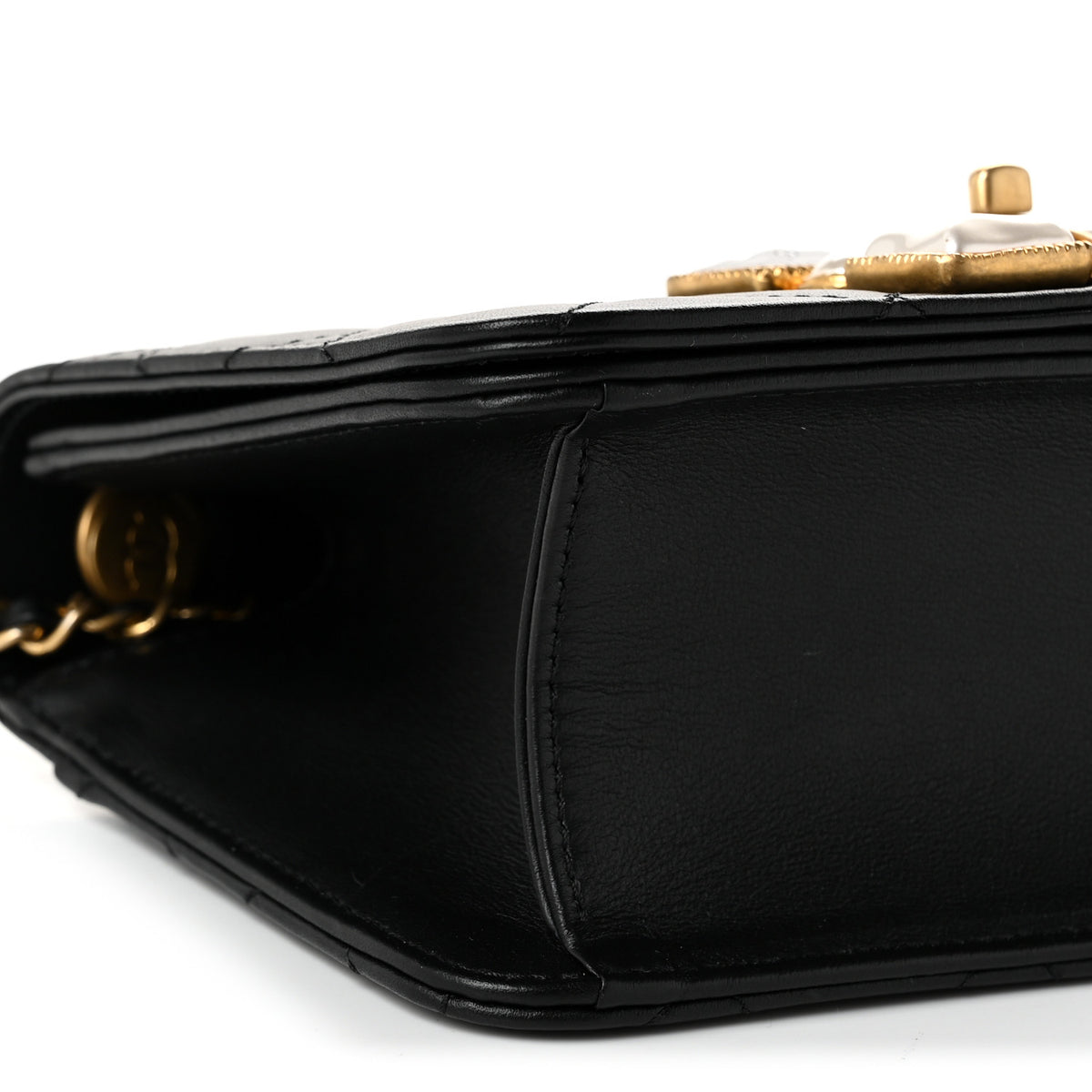 Chanel Calfskin Quilted Crystal Pearl Small Flap Bag Black 9 of 11