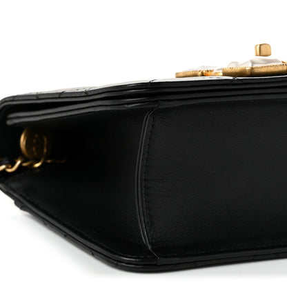 Chanel Calfskin Quilted Crystal Pearl Small Flap Bag Black 9 of 11