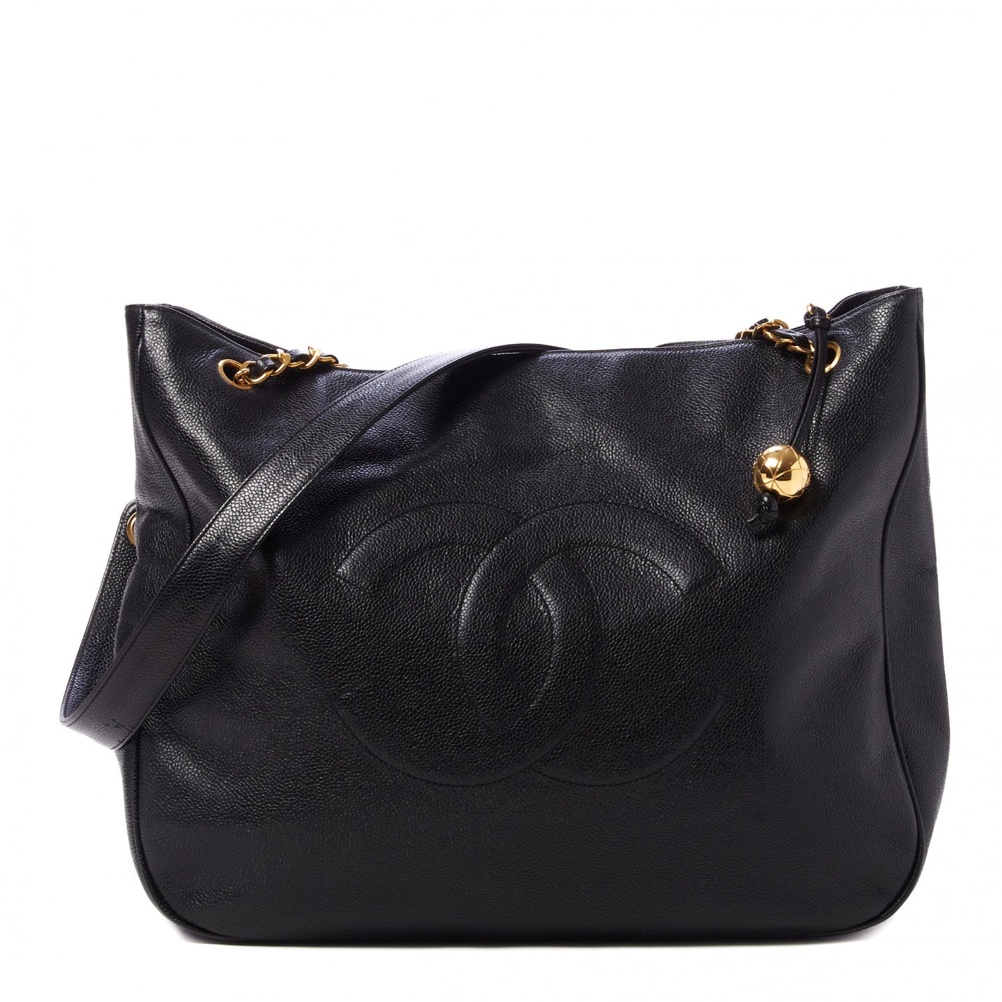Caviar Large CC Shoulder Bag Black