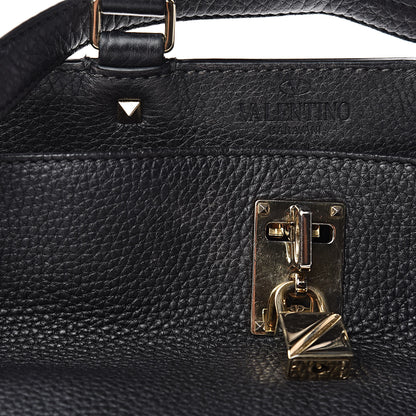 Valentino Garavani Pebbled Calfskin Large JoyLock Satchel Black 10 of 14