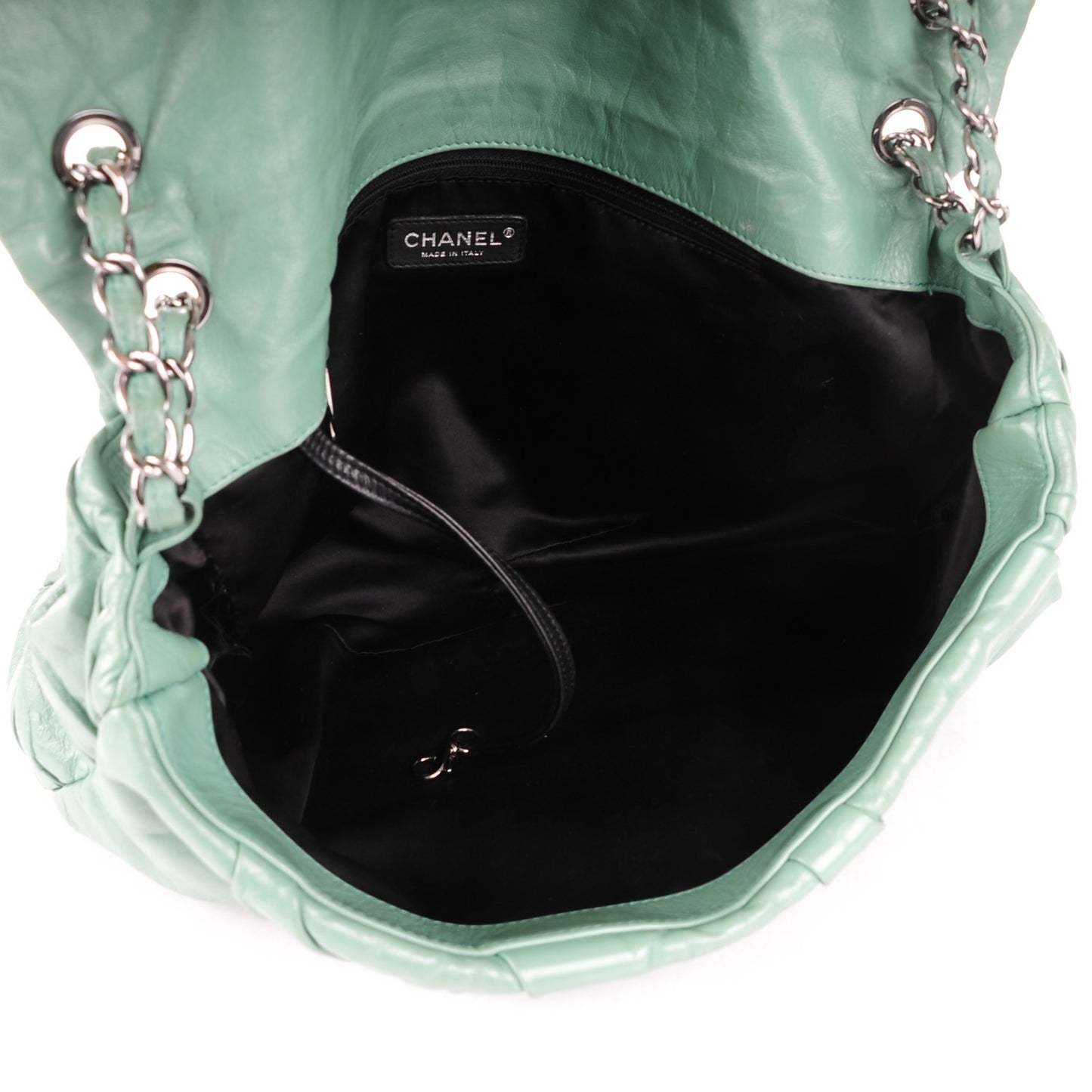 Glazed Calfskin Twisted Maxi Flap Green