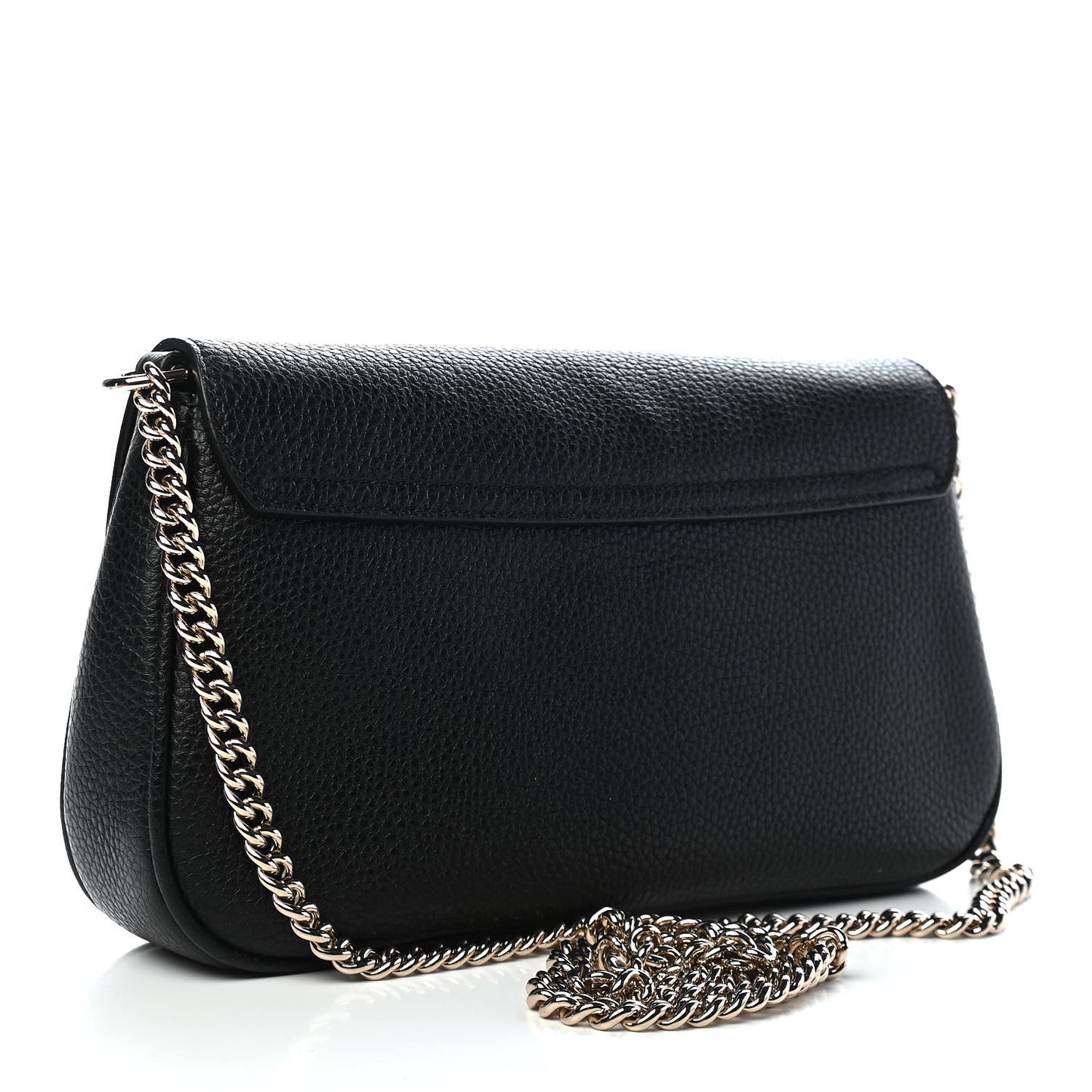 Pebbled Calfskin Medium Soho Flap Crossbody Black
