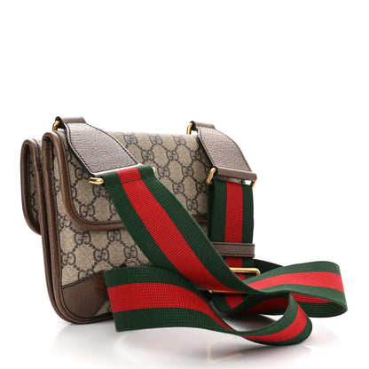 Gucci GG Supreme Monogram Web Small Neo Vintage Double Flap Messenger Bag Beige New Acero 3 of 10