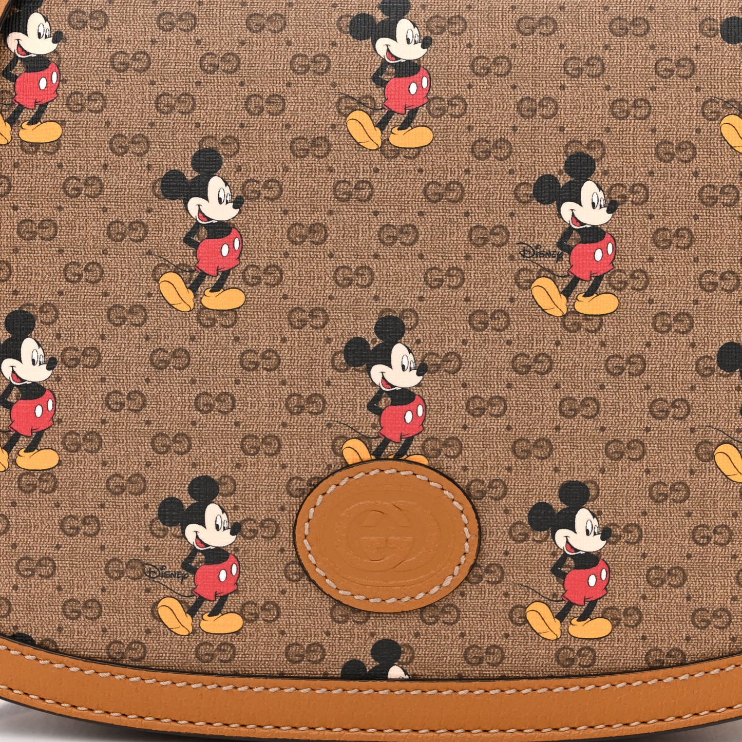 X DISNEY Mini Vintage GG Supreme Monogram Mickey Mouse Small Flap Messenger Bag Beige Vintage Sun Oil