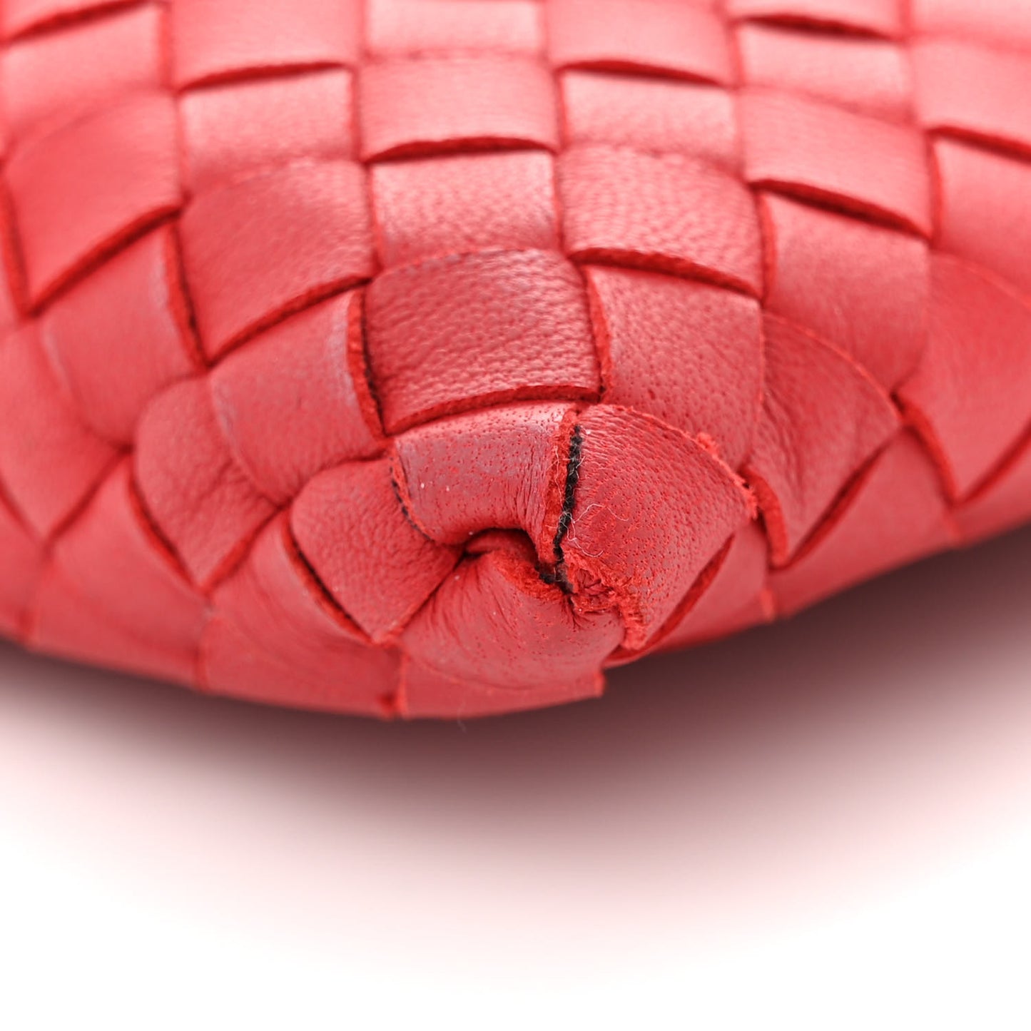 Nappa Intrecciato Biletto Chain Crossbody Red