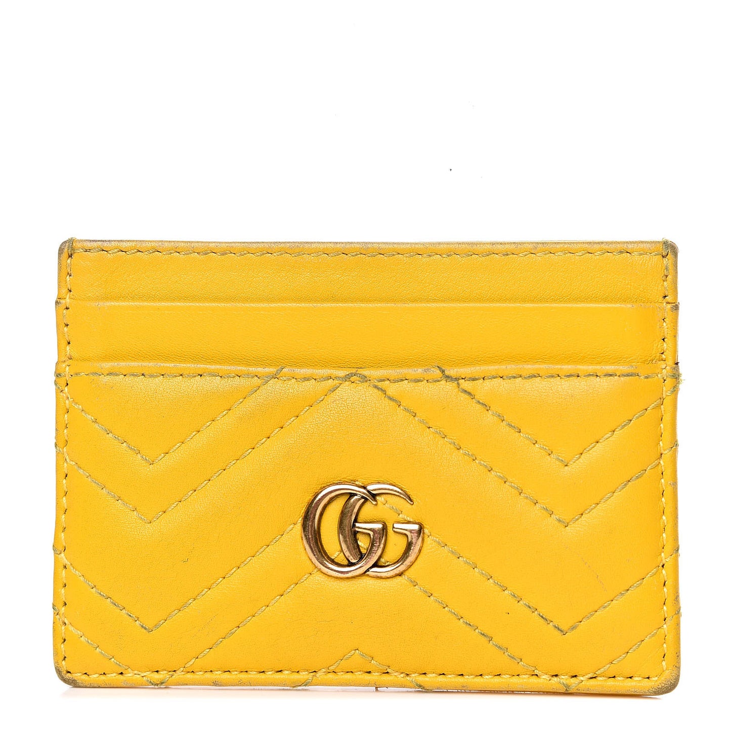 Calfskin Matelasse GG Marmont Card Holder Stone Topaz