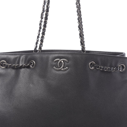 Chanel Metallic Grained Calfskin Woven Chain Large Shopping Bag Black 8 of 10