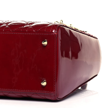 Christian Dior Patent Cannage Medium Lady Dior Burgundy Red 7 of 10