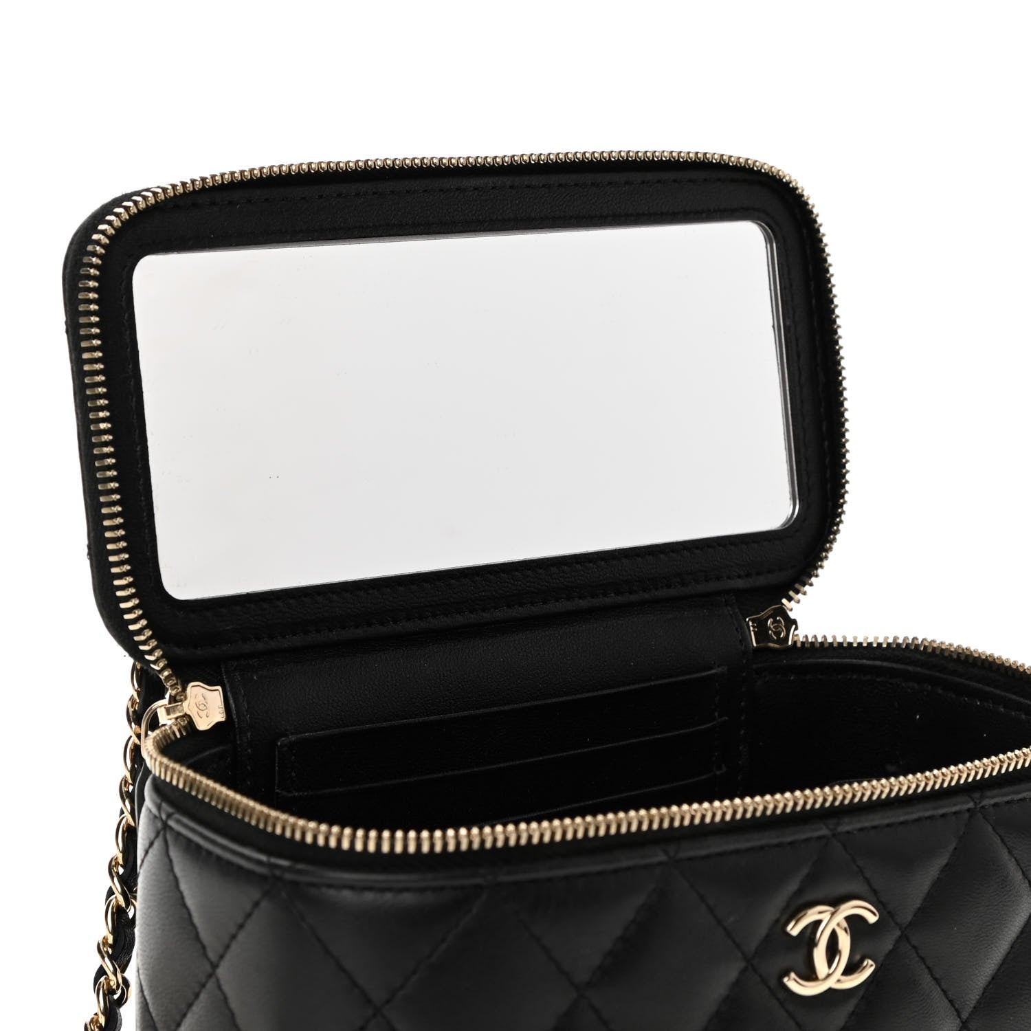 Chanel Lambskin Quilted Small Top Handle Vanity Case With Chain Black 11 of 13