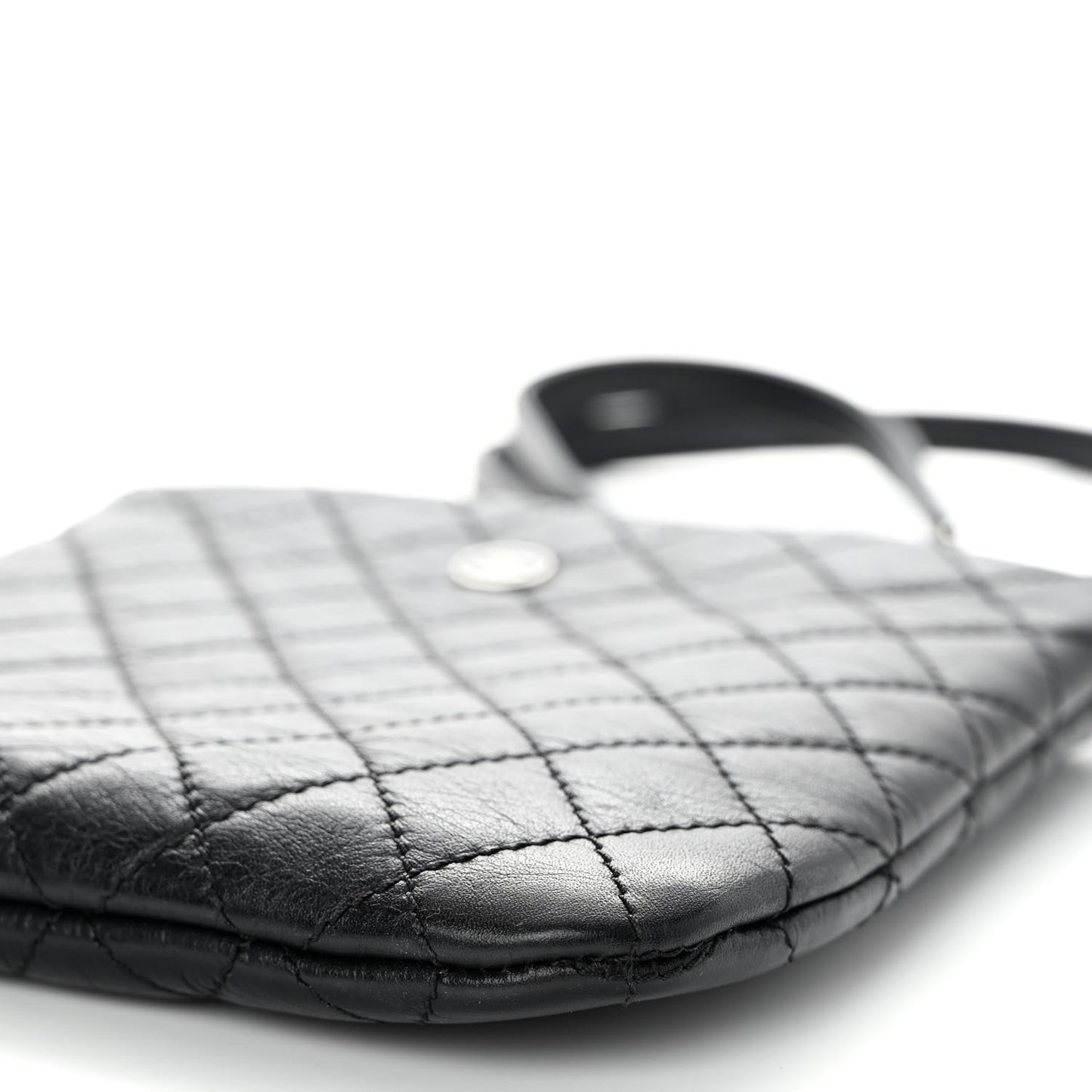 Aged Calfskin Quilted Crossbody Bag Black