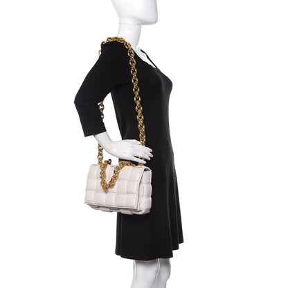 Bottega Veneta Lambskin Maxi Intreccio Padded Chain Cassette Crossbody Bag White 2 of 9