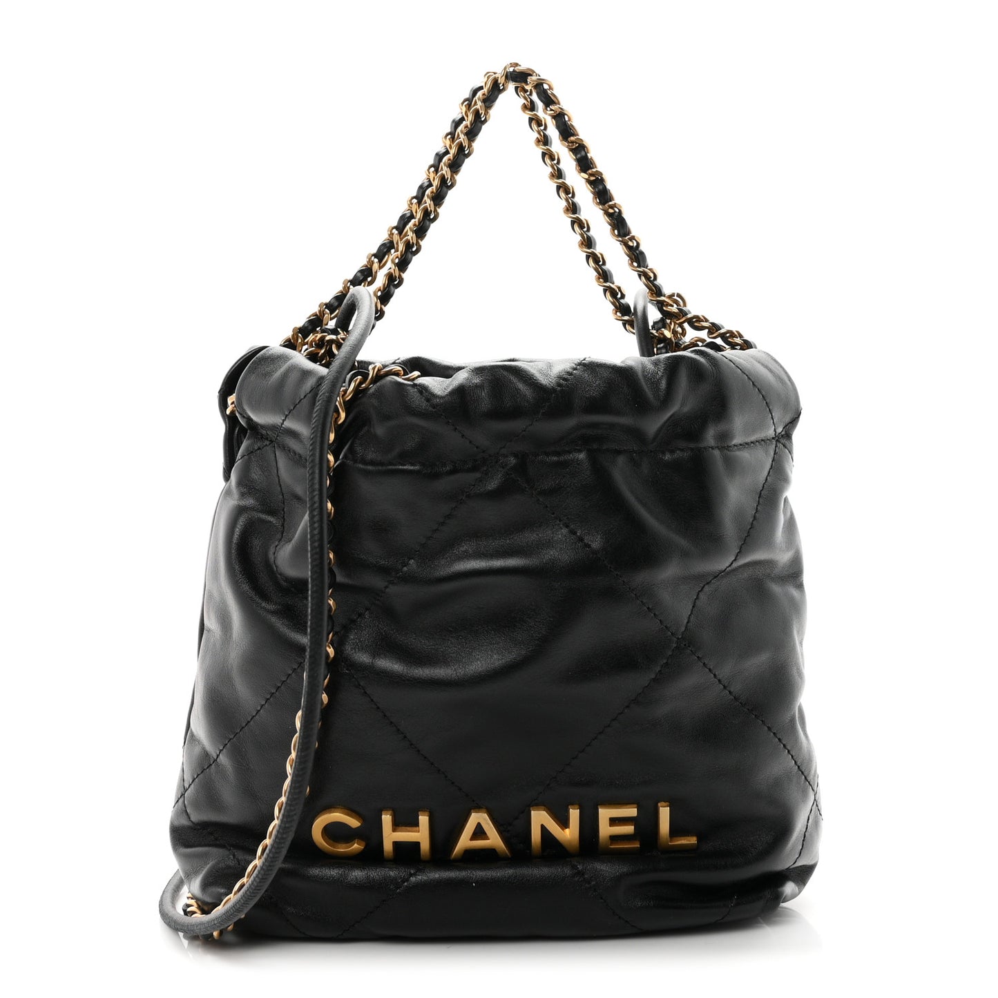 Shiny Calfskin Quilted Mini Chanel 22 Black