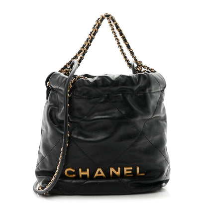 Chanel Shiny Calfskin Quilted Mini Chanel 22 Black 1 of 10