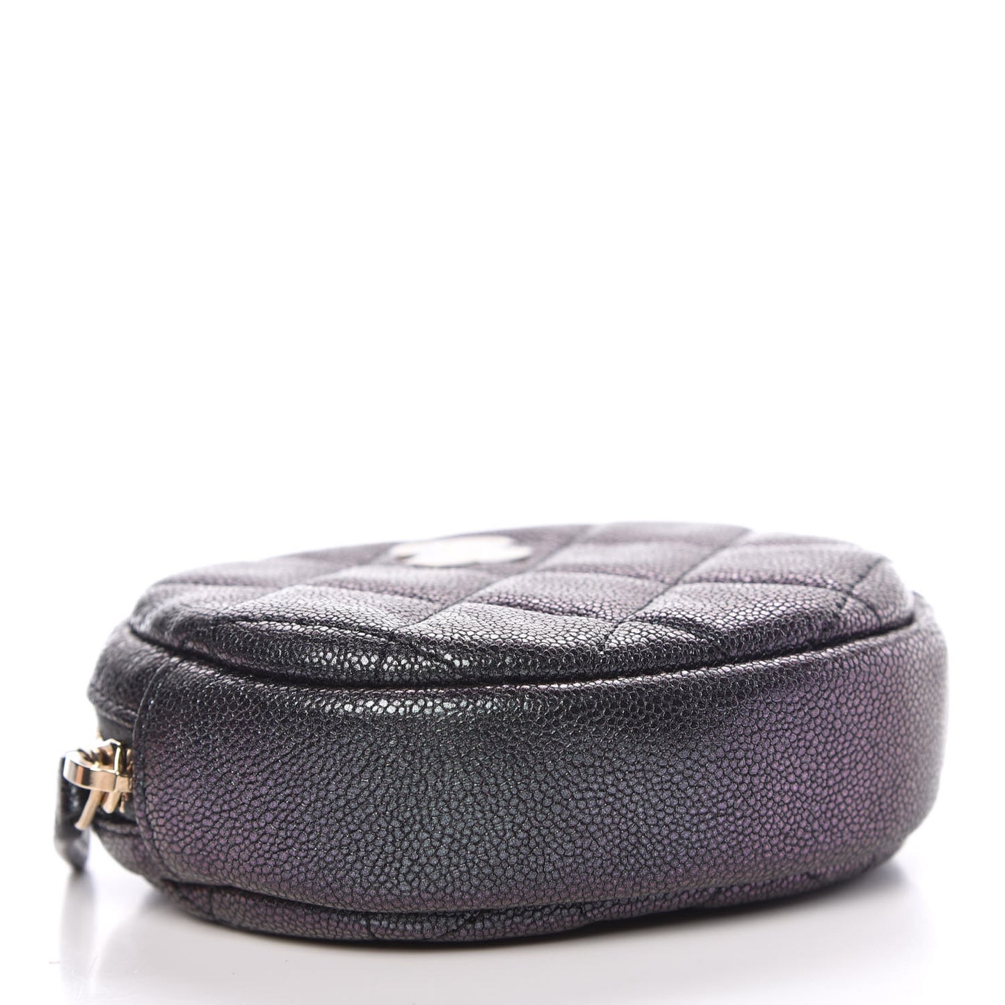 Iridescent Caviar Quilted Zip Around Classic Coin Purse Black