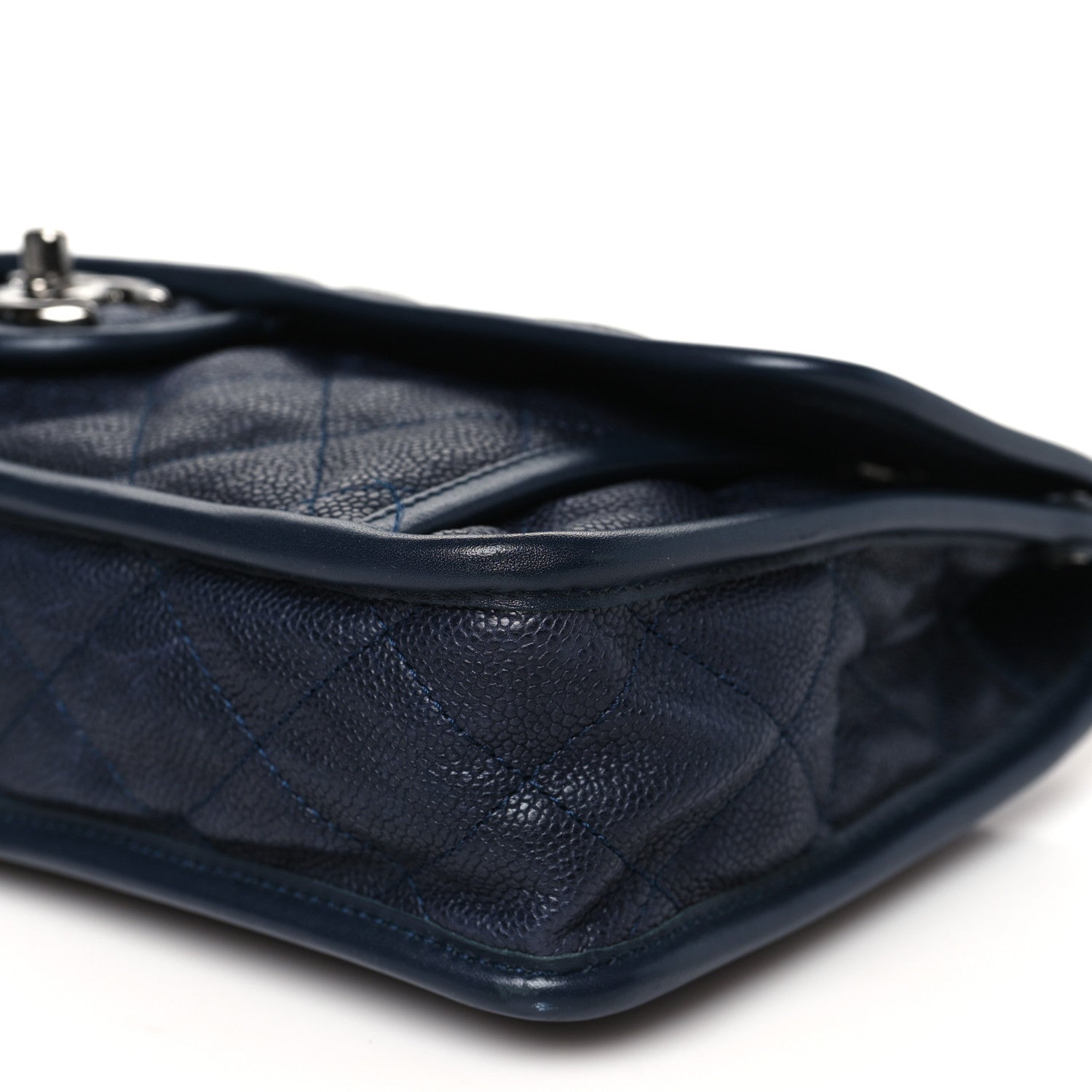 Chanel Caviar Quilted Medium French Riviera Flap Dark Navy Blue 10 of 11