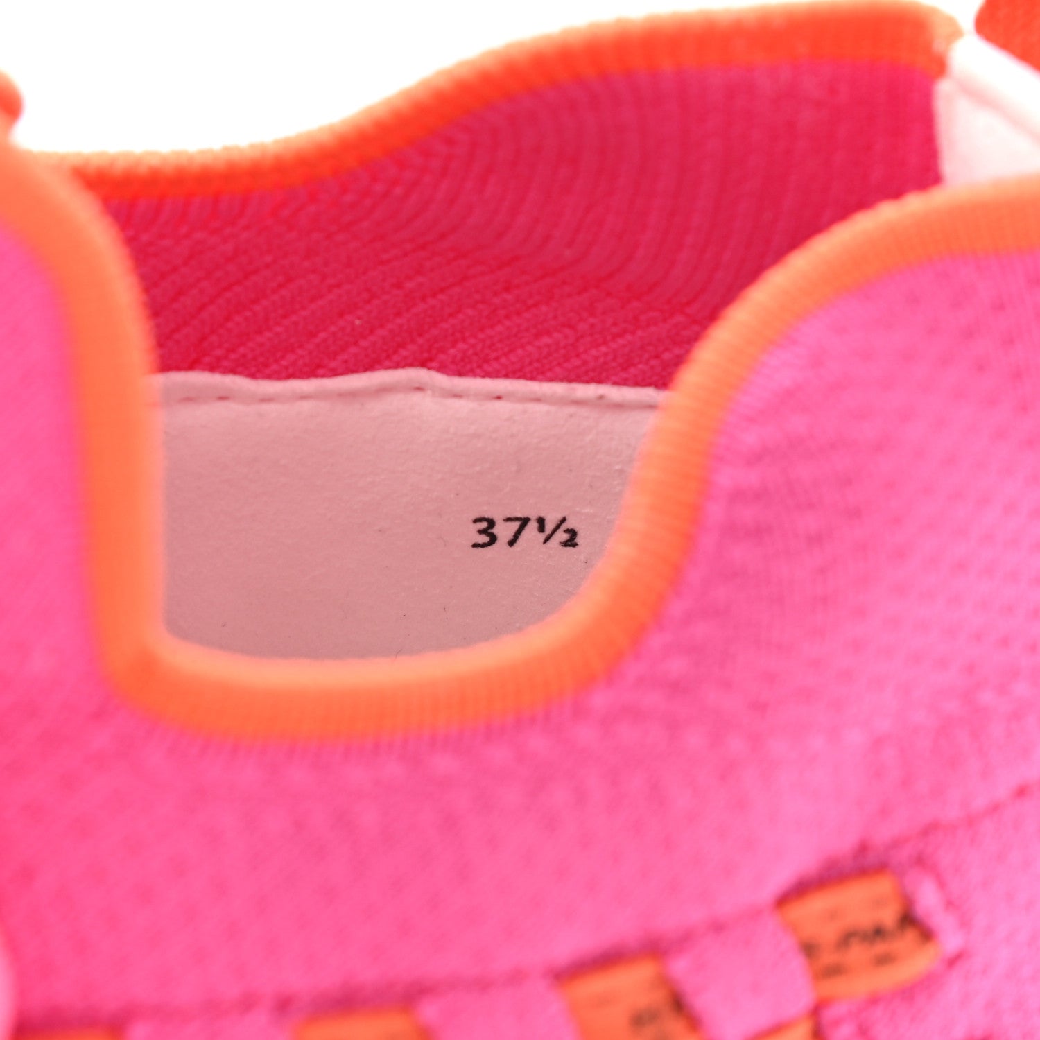 Hermes Knit Womens Flex Bolduc Sneakers 37.5 Rose Framboise Orange 8 of 9