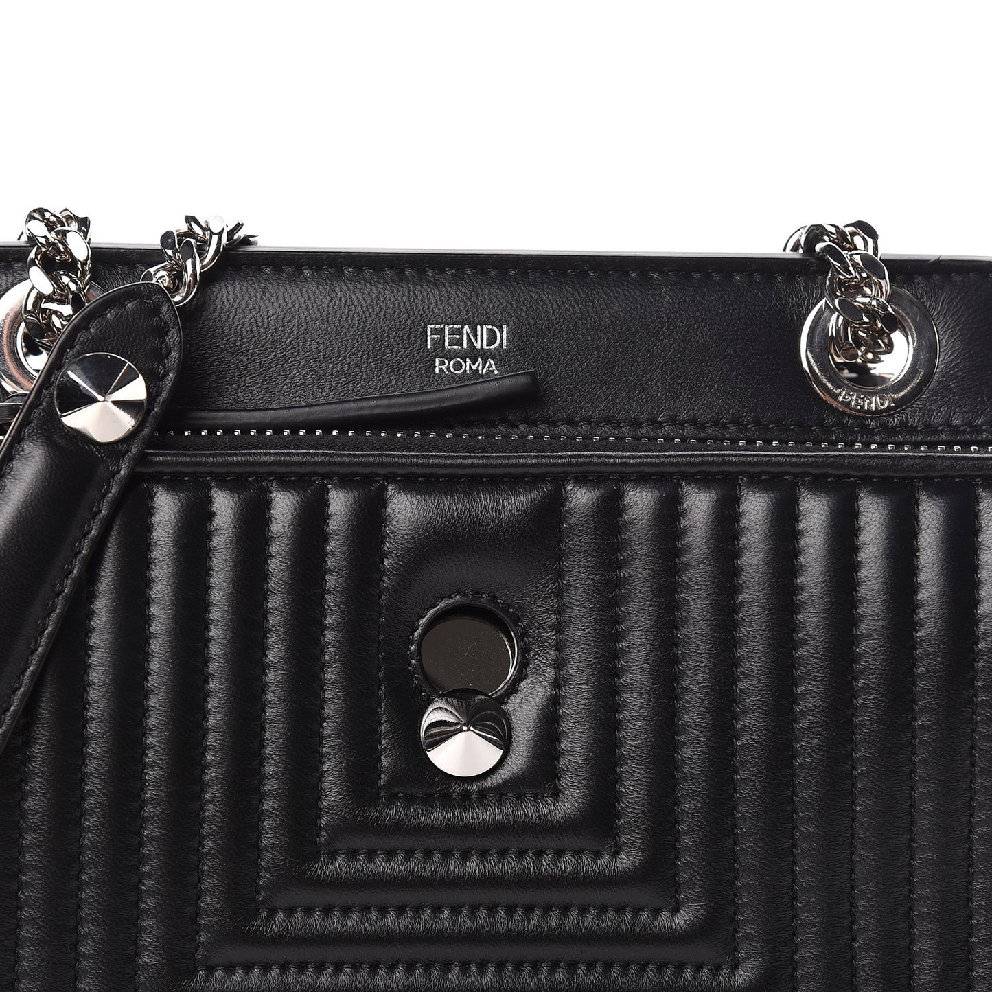 Shiny Nappa Trapuntata Small DotCom Click Chain Satchel Black