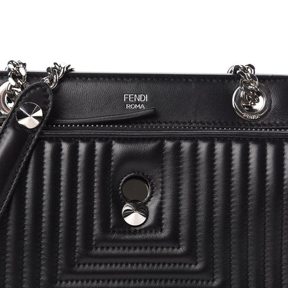 Fendi Shiny Nappa Trapuntata Small DotCom Click Chain Satchel Black 12 of 15