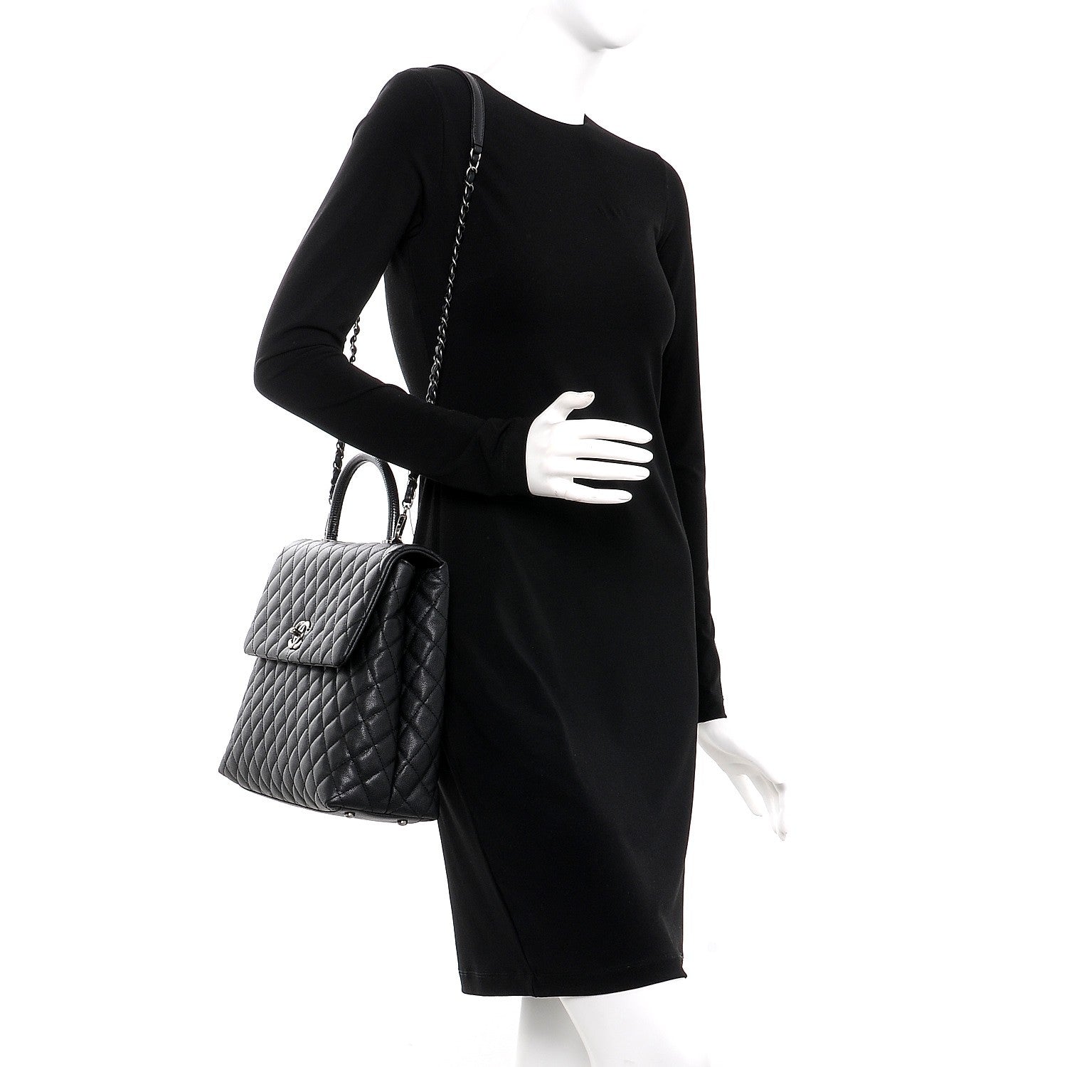 Chanel Caviar Lizard Quilted Large Coco Handle Flap Black 2 of 8
