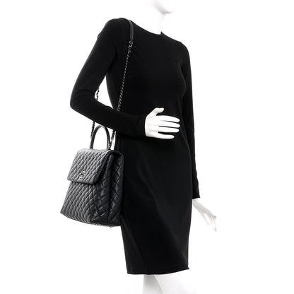 Chanel Caviar Lizard Quilted Large Coco Handle Flap Black 2 of 8
