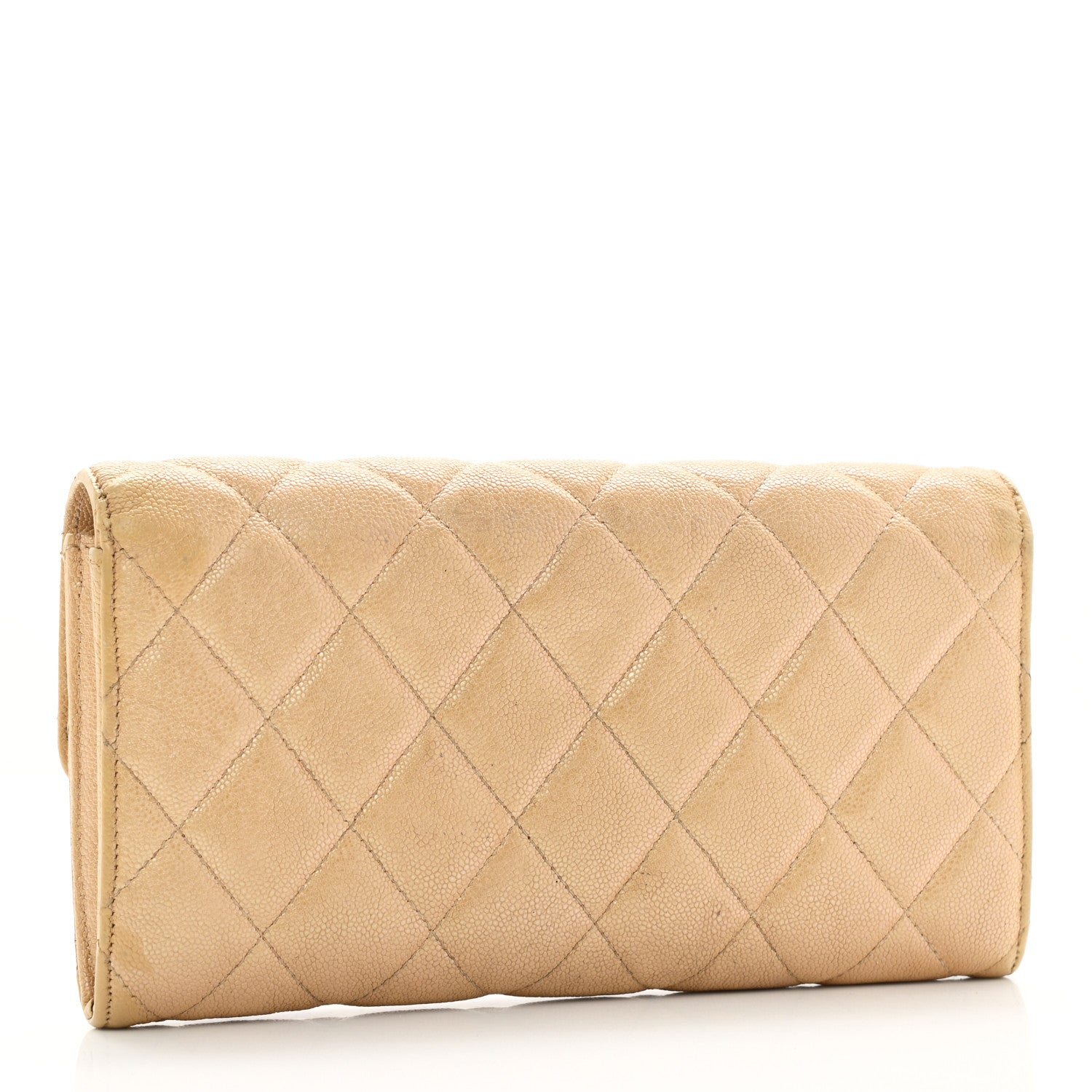 Chanel Iridescent Caviar Quilted Long Gusset Flap Wallet Beige 3 of 12