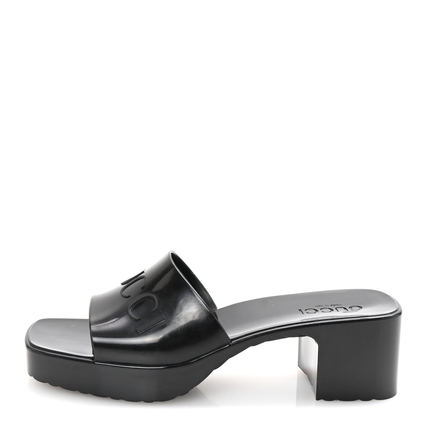 Rubber Gucci Logo Womens Platform 20/60mm Slide Sandals 39 Black