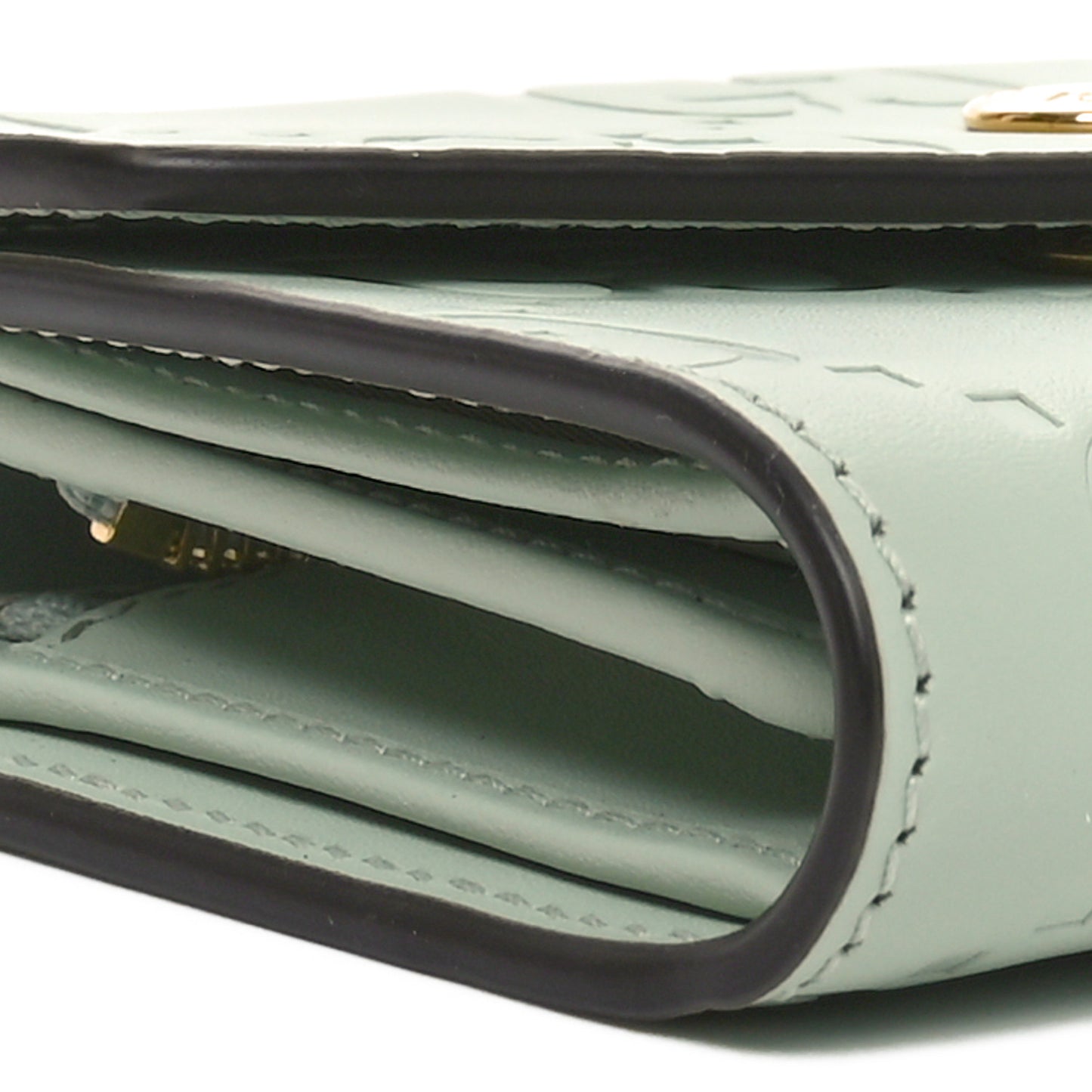 Gilbert Calfskin Jumbo GG Embossed Tri-Fold Wallet Salvy Green