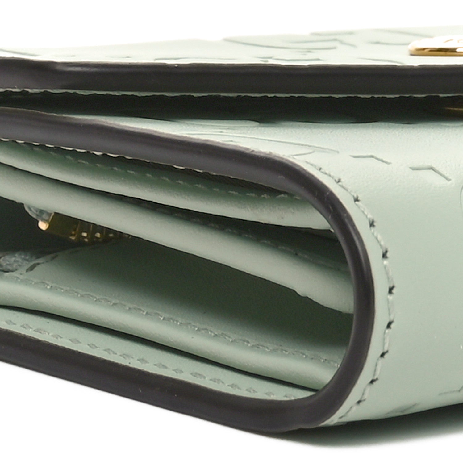 Gucci Gilbert Calfskin Jumbo GG Embossed Tri-Fold Wallet Salvy Green 9 of 9