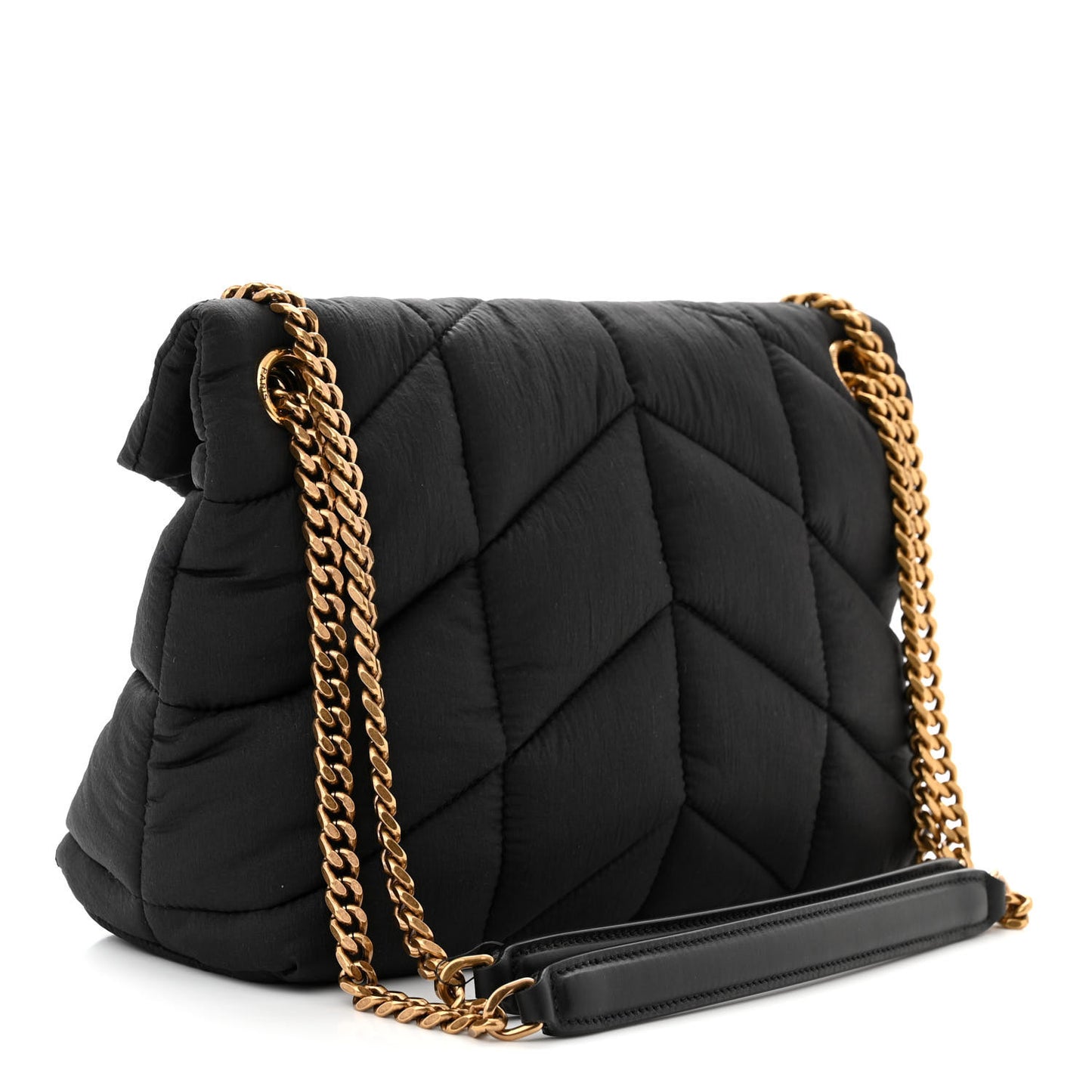 Nylon Quilted Small Loulou Puffer Monogram Chain Satchel Black