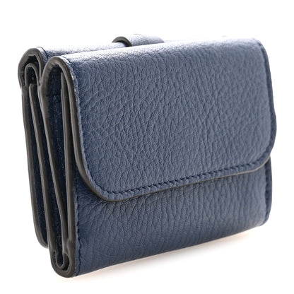 Chloe Grained Calfskin Alphabet Tri-Fold Deep Ocean 3 of 6