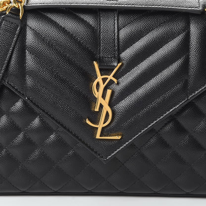 Saint Laurent Grain De Poudre Textured Mixed Matelasse Triquilt Medium Monogram Satchel Black 9 of 11