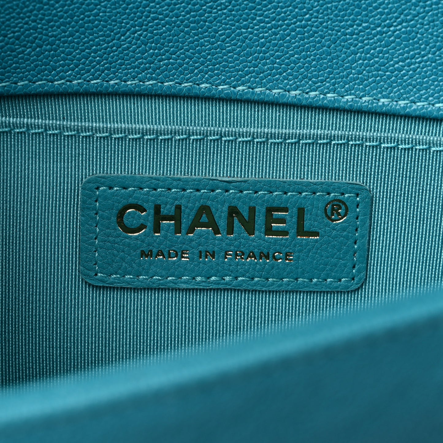 Caviar Quilted Small Boy Flap Turquoise