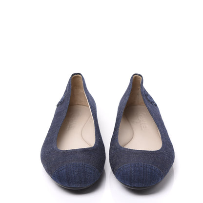 Chanel Denim CC Cap Toe Ballerina Flats 39.5 Blue 3 of 8
