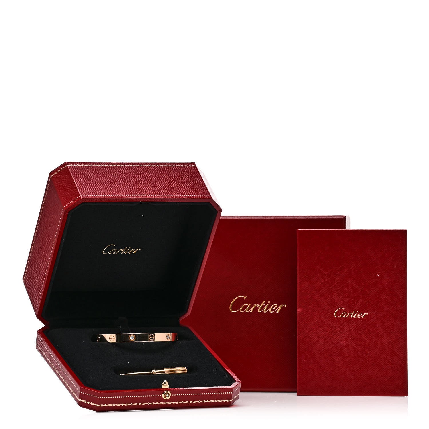 Cartier 18K Pink Gold 4 Diamond LOVE Bracelet 19 8 of 8