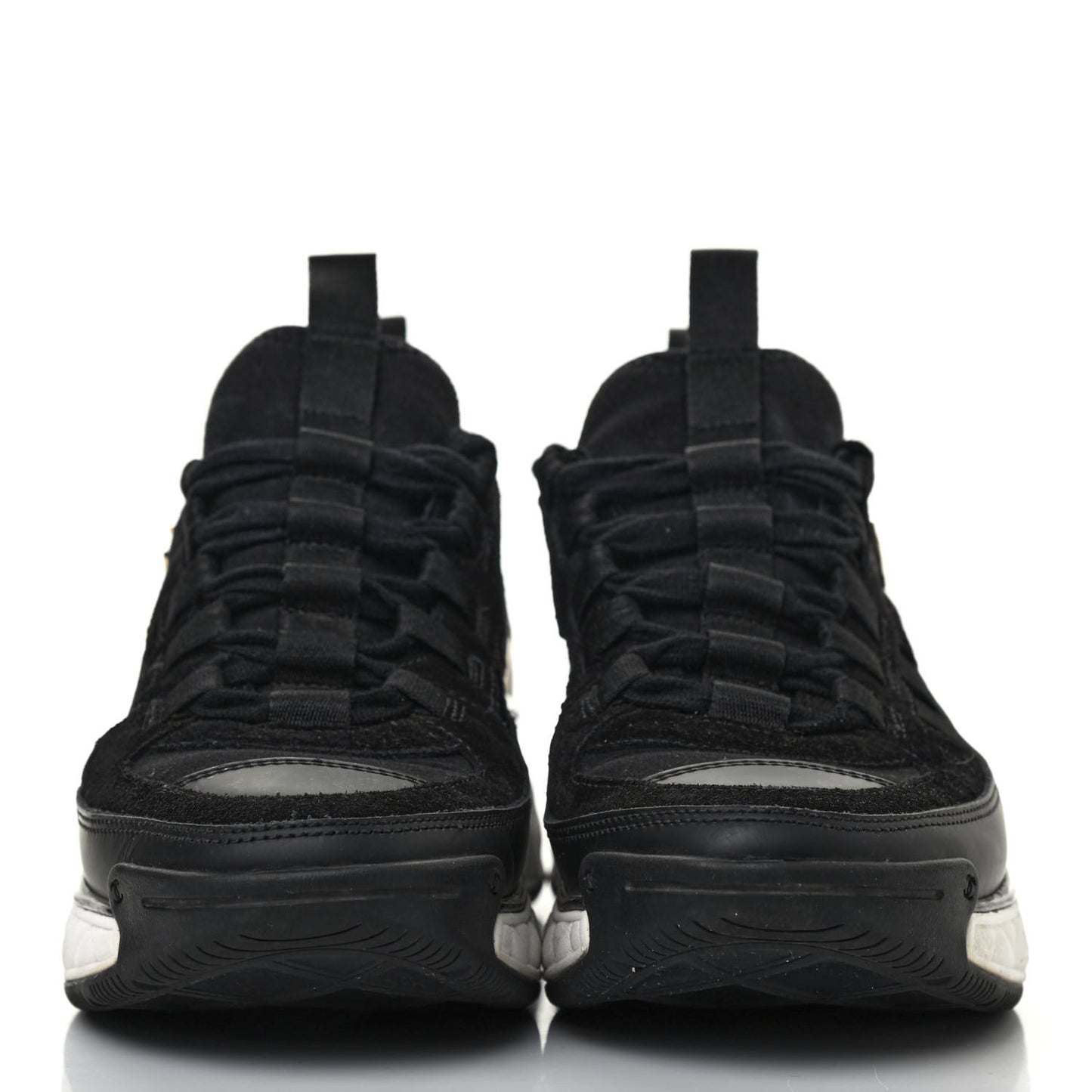 Fabric Calfskin Suede CC Sneakers 36 Black