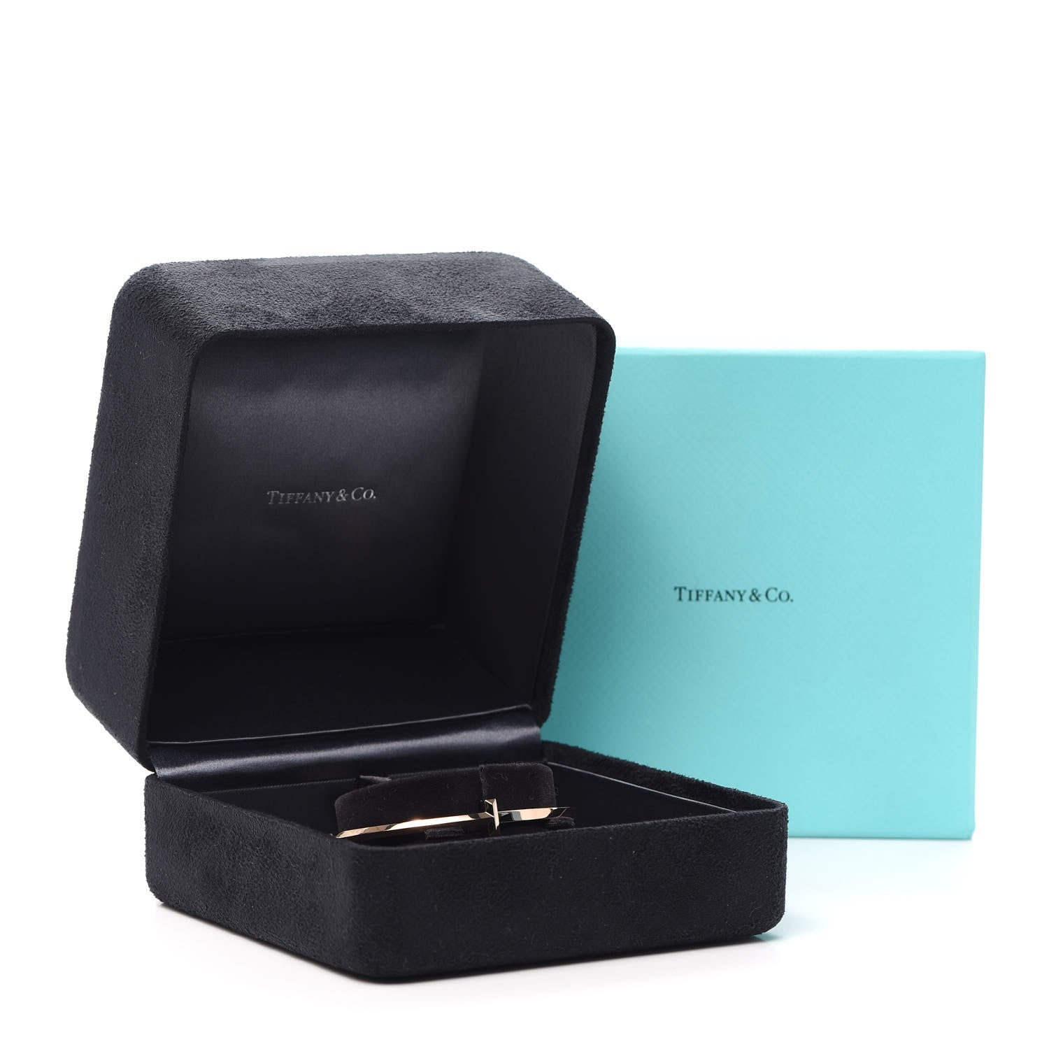 Tiffany 18K Rose Gold Narrow T T1 Hinged Bangle Bracelet 6 of 6