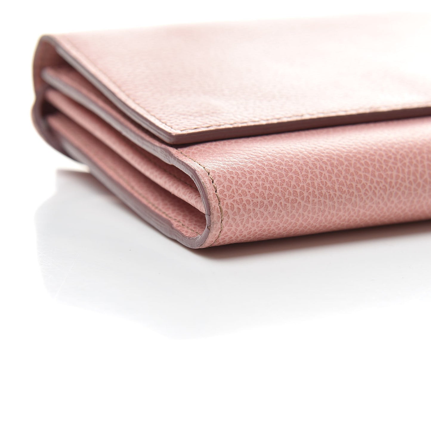 Pebbled Calfskin Wallet On Chain Wild Rose