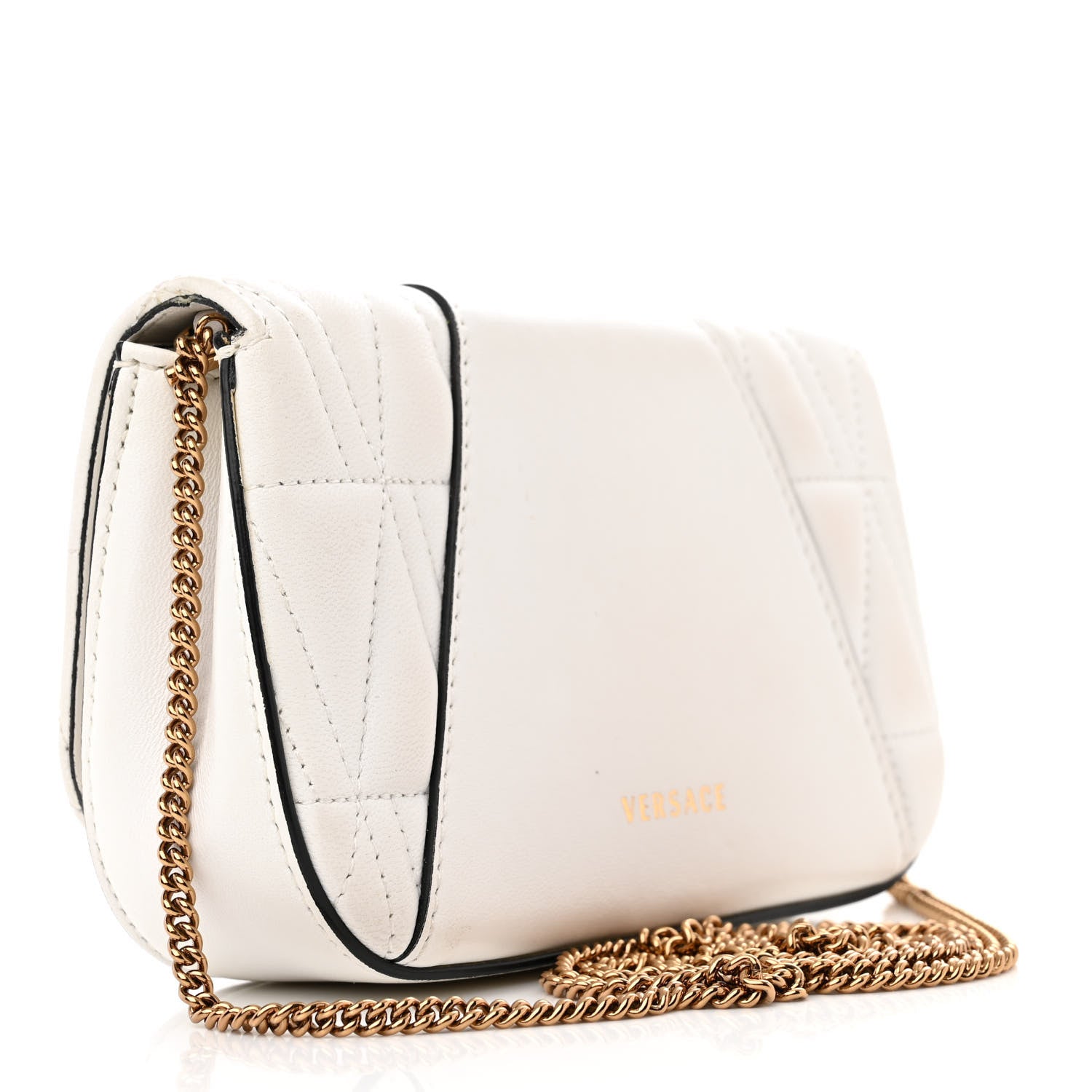 Versace Nappa Quilted Virtus Evening Bag White 3 of 16