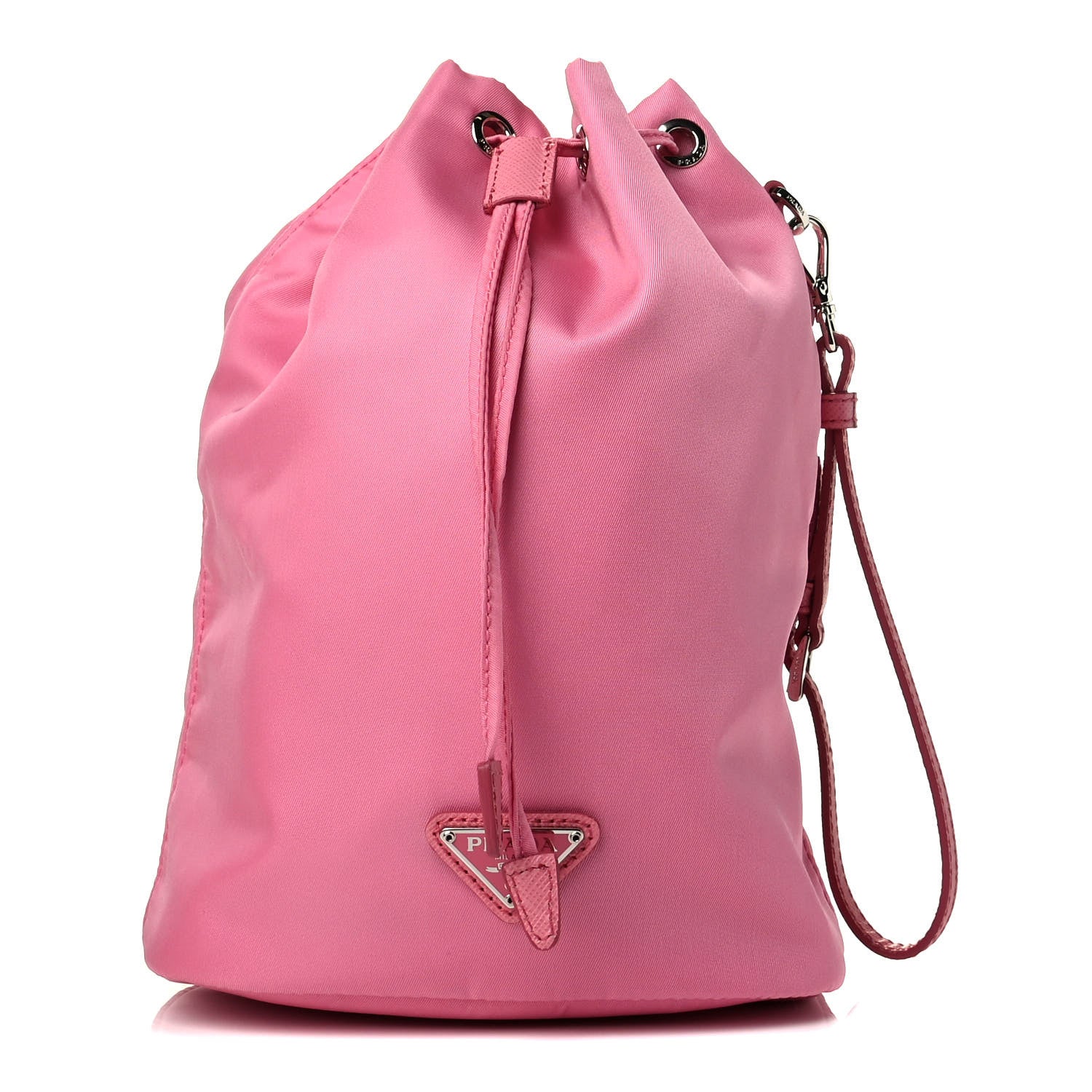 Prada Saffiano Tessuto Nylon Vela Bucket Wristlet Begonia 1 of 5