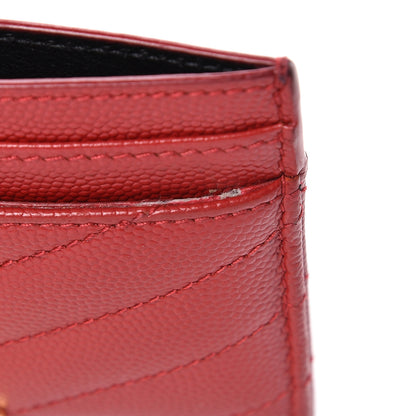 Saint Laurent Grain De Poudre Matelasse Chevron Credit Card Case New Red 8 of 15
