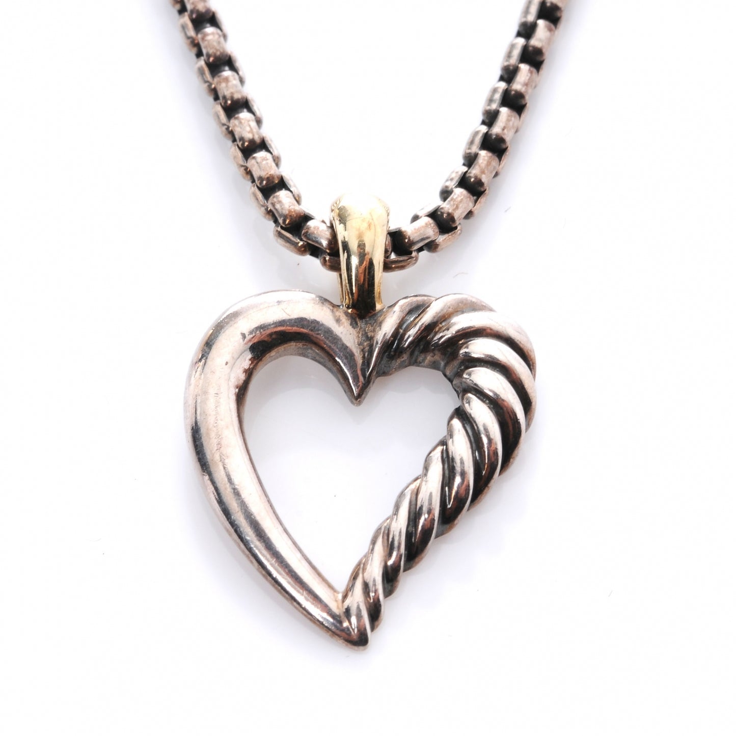 Sterling Silver 14k Cable Heart Necklace