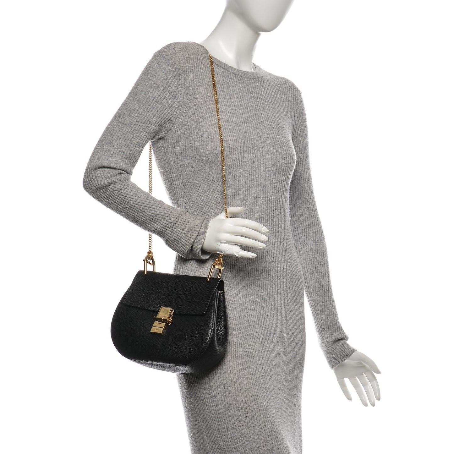 Grained Lambskin Drew Shoulder Bag Black