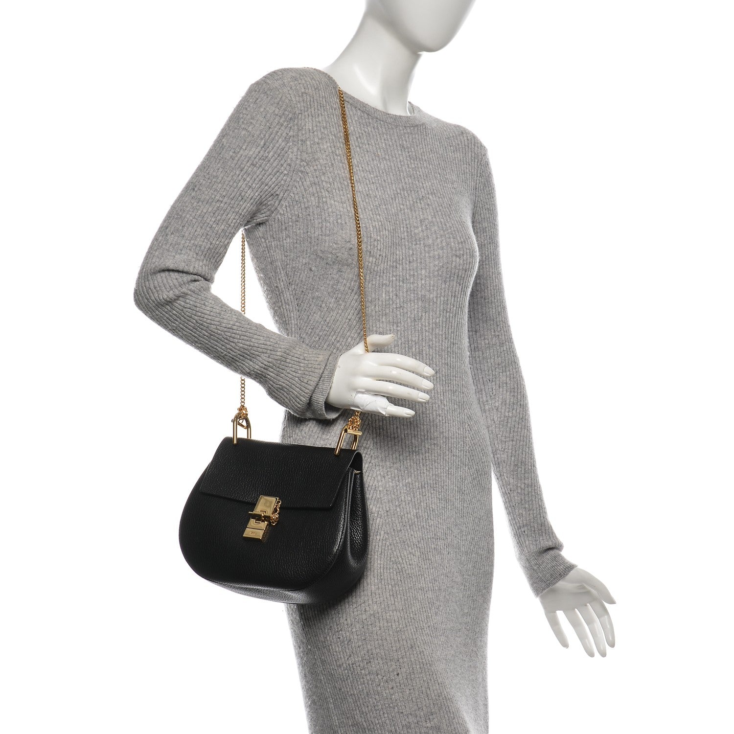 Chloe Grained Lambskin Drew Shoulder Bag Black 2 of 6