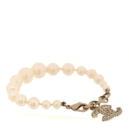 Chanel Graduated Pearl Crystal CC Bracelet Gold 3 of 5